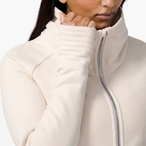 Lululemon Women High-Neck Zip-Up Radiant Jacket Side Pockets Long Sleeve Cream 6 - Picture 2 of 16